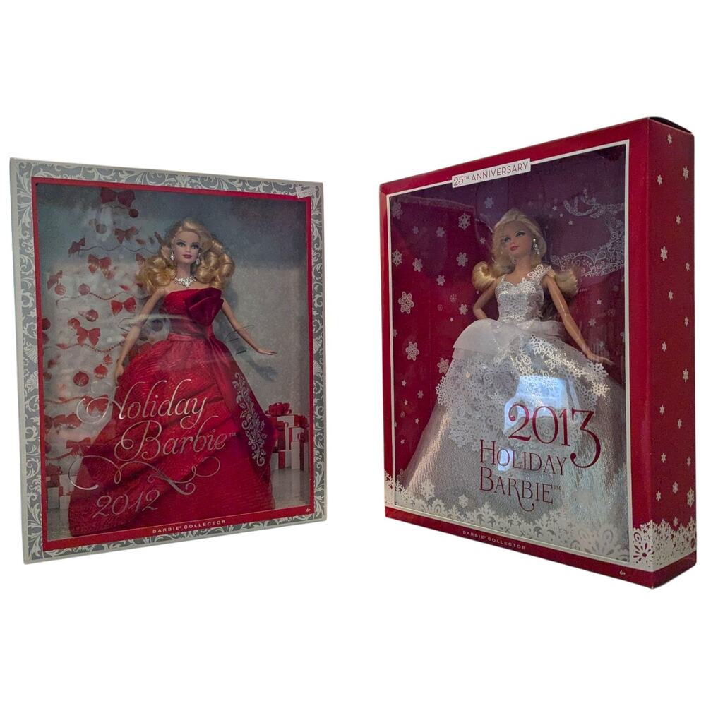 2012 & 2013 Holiday Barbie Dolls Lot of 2 Collector Edition Mattel w/ OB